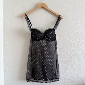 ⚡️10$ sale⚡️ Frederick’s Of Hollywood Black Purple Polka Dot Lace Slip Dress